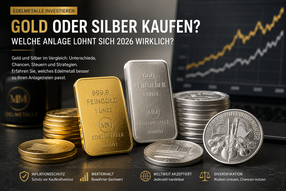 Vergleich zwischen Gold und Silber als Geldanlage im Jahr 2026