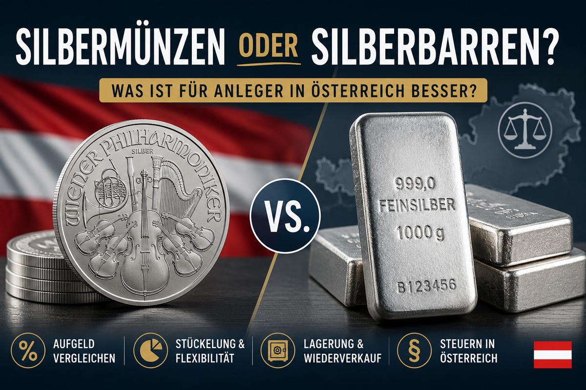 Silbermünzen und Silberbarren im Vergleich für Anleger in Österreich