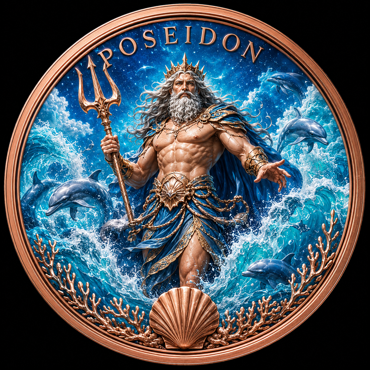 Poseidon - Griechische Mythologie – 1 oz Kupfermedaille