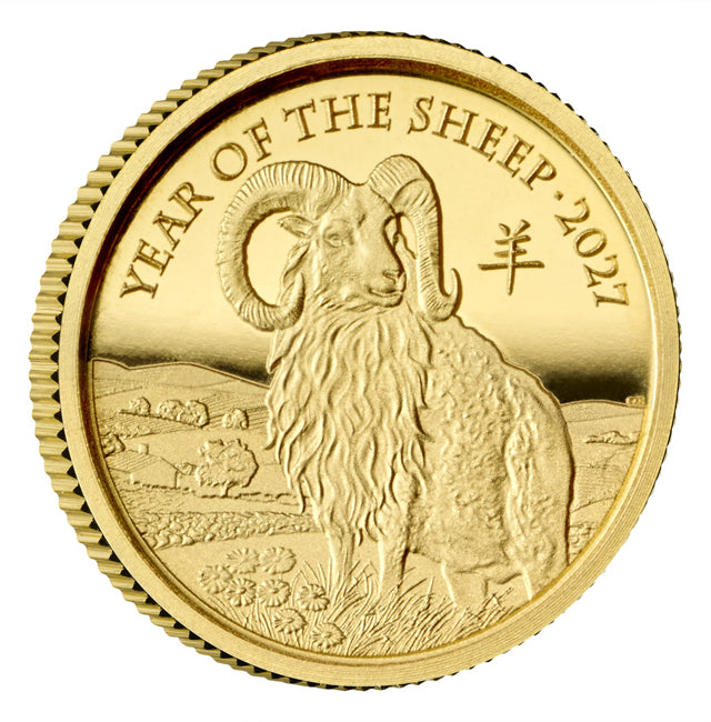 Lunar Schaf 2027 – 1/40 oz Goldmünze | Au .9999 | PP | Royal Mint
