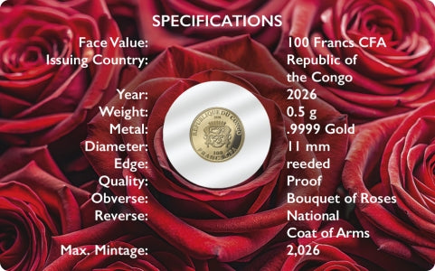 Roses of Gold 2026 – 0,5 g Goldmünze | Rückseite | MM-Edelmetalle