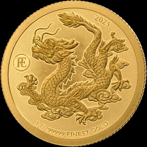 Rare Edition – Chinese Dragon 2025 – 1 g Goldmünze | Vorderseite | MM-Edelmetalle