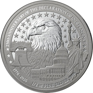 Eagle of Independence – Anniversary Coin 2026 – 1/2 oz Silbermünze | Vorderseite | MM-Edelmetalle