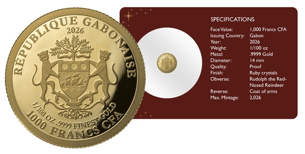 Rudolph – Rentier mit Rubinstaub 2026 – 1/100 oz Goldmünze – Ansicht 2