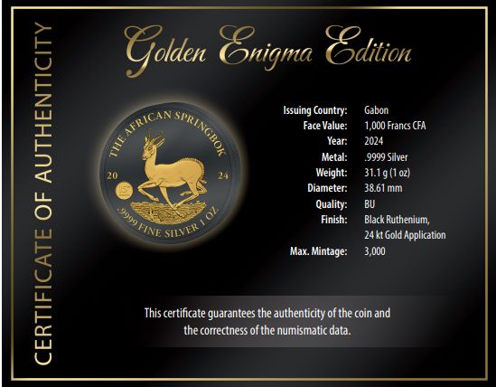 Golden Enigma, Springbok 1 OZ Silber - 2026