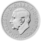 Britannia 2027 30 Jahre – 1/4 oz Silber, Wertseite mit König Charles III.