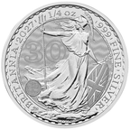 Britannia 2027 30 Jahre – 1/4 oz Silber, Motivseite mit Jubiläums-Privy