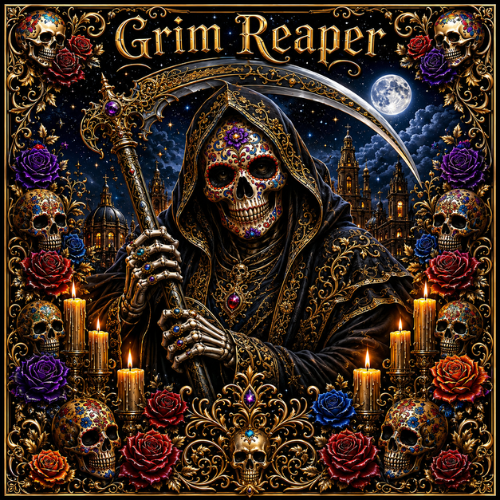 Kupfermedaille 1 kg – Grim Reaper: Día de Muertos 2026 | 3D & Colors | Cu .999 | Limitiert 249 Stück