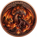 Kupfermedaille 1 kg – Inferno Dragon: The Fire Tyrant 2026 | 3D & Colors | Cu .999 | Limitiert 249 Stück