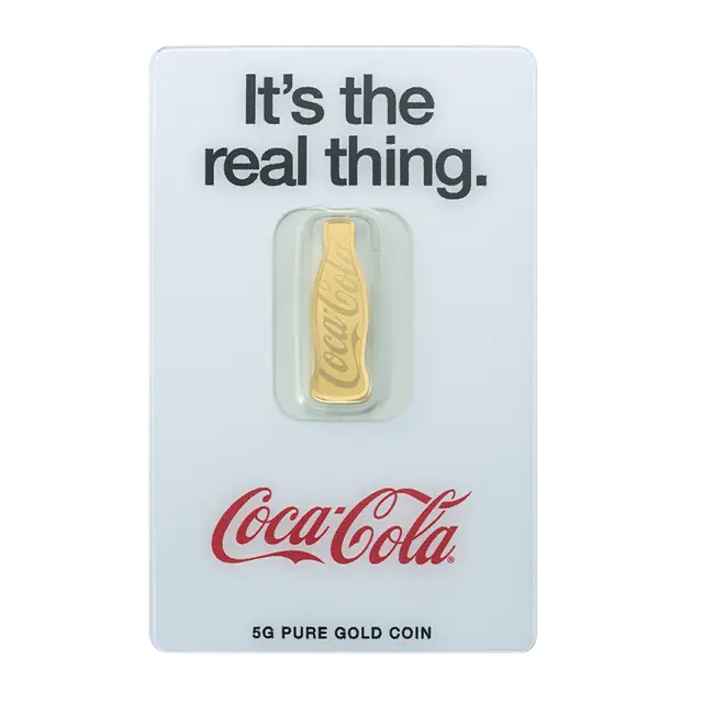 Goldbarren 5 g – Coca-Cola Flasche | 140. Jubiläum 2026 | Au .9999 | PAMP | Limitiert 10.000 Stück**