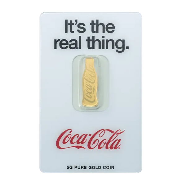 Goldbarren 5 g – Coca-Cola Flasche | 140. Jubiläum 2026 | Au .9999 | PAMP | Limitiert 10.000 Stück**