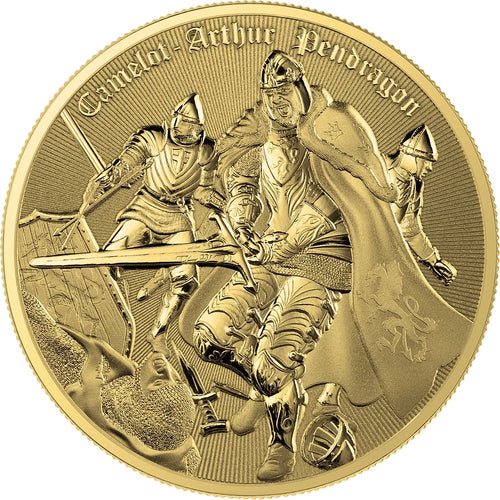 Arthur Pendragon – Camelot | 1 oz Silbermünze | Ag .9999 | 24k Vergoldet | BU | Niue 2023*