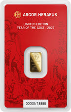 Argor-Heraeus Ziege 2027 – 1 g Goldbarren **