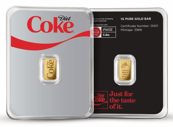 Goldbarren 1 g – Coca-Cola Light | Au .9999 | PAMP**