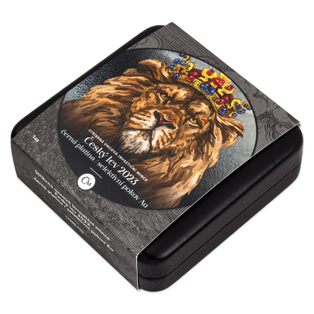 Czech Lion 2023 – 1 oz Silber Schwarzplatin & Selektive Vergoldung (Czech Mint)