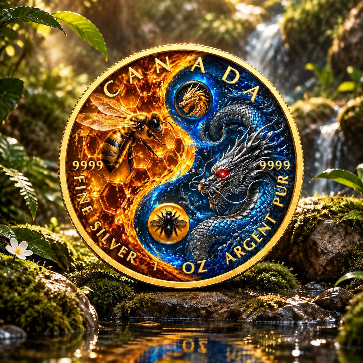 Harmony of Opposites Maple Leaf 2026 – kolorierte 1 oz Silbermünze mit 24K-Vergoldung