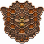 Kupfermedaille 1 oz – Honey Queen Shaped 2026 | Antique Copper & Colors | Cu .999 | Limitiert 2.500 Stück