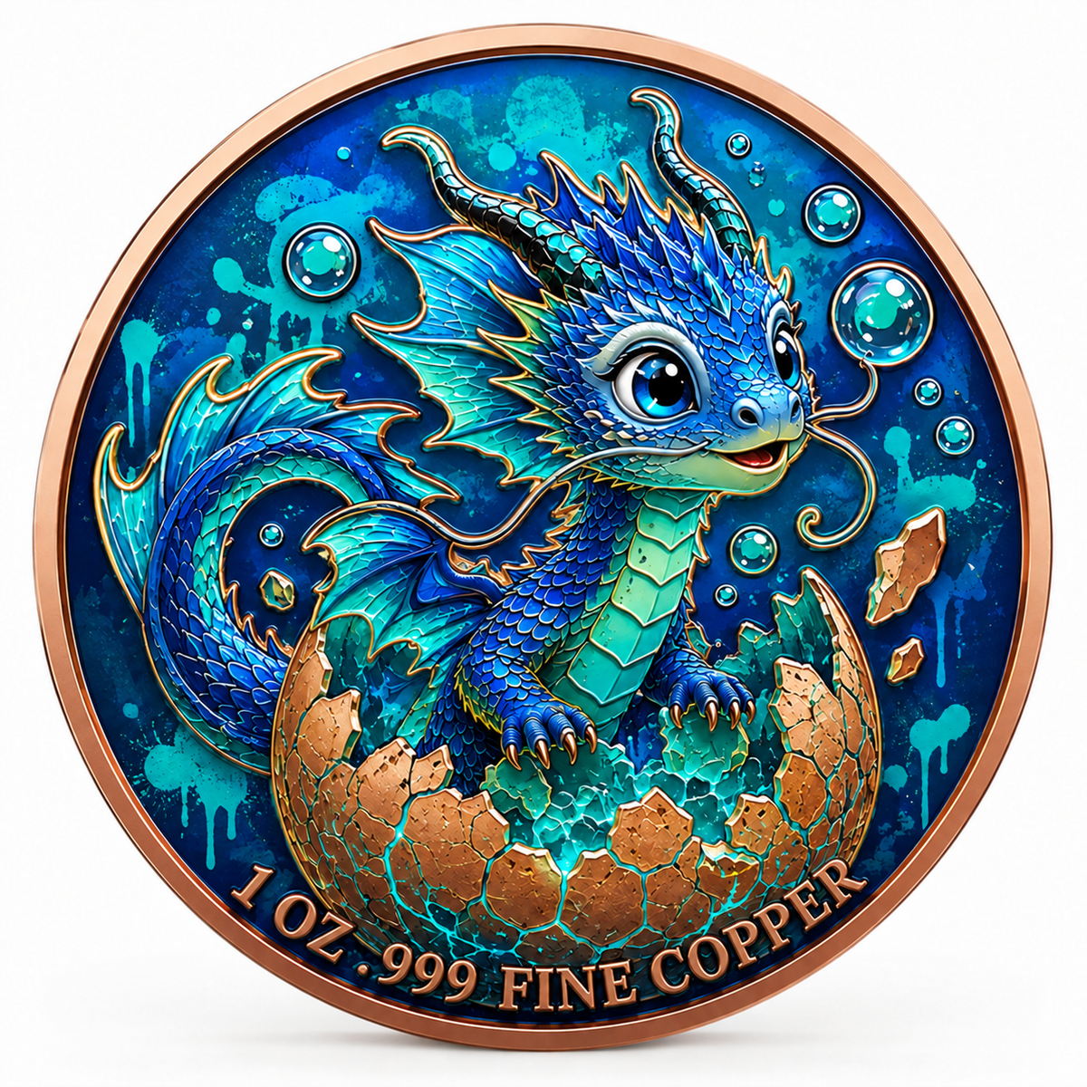 Ozeandrache - Dragon Hatchling – 1 oz Kupfermedaille