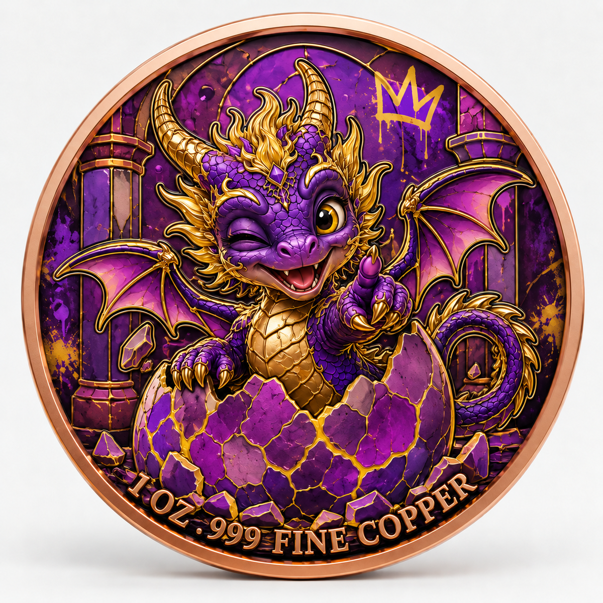 Amethystdrache - Dragon Hatchling – 1 oz Kupfermedaille