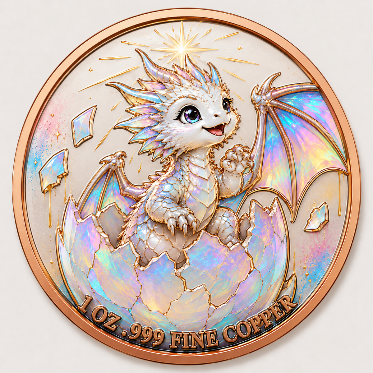 Regenbogendrache - Dragon Hatchling – 1 oz Kupfermedaille