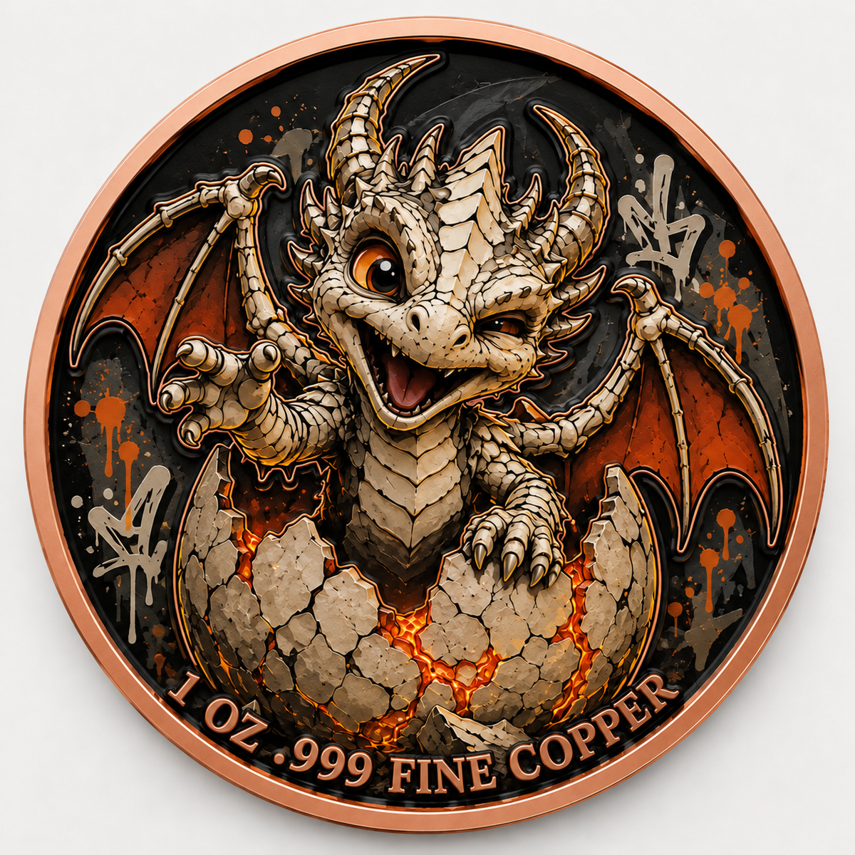 Erddrache - Dragon Hatchling – 1 oz Kupfermedaille