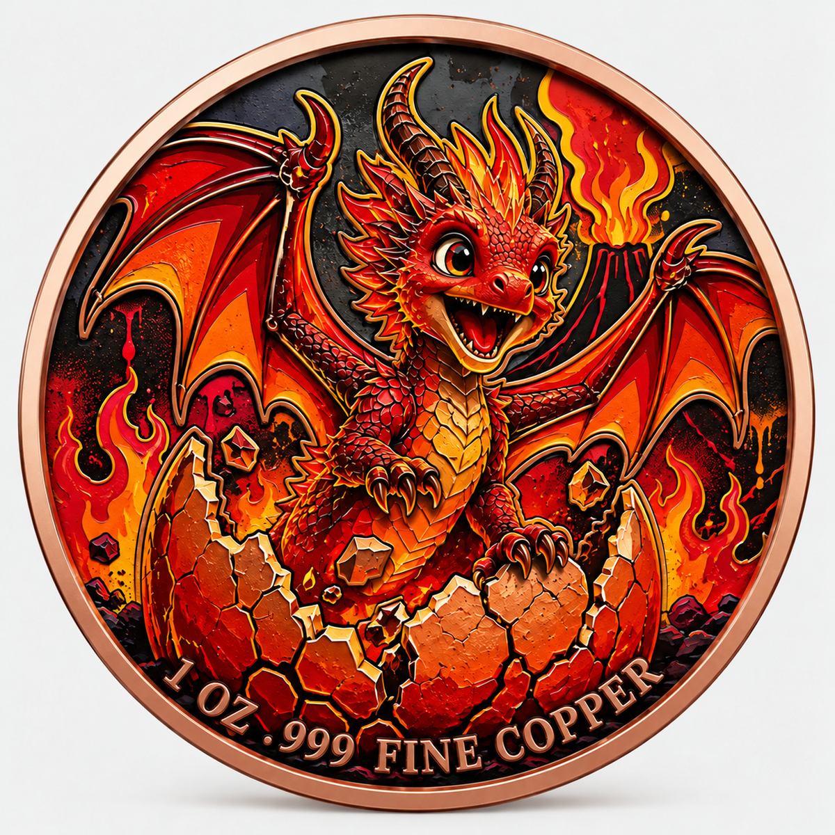 Feuerdrache - Dragon Hatchling – 1 oz Kupfermedaille