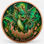 Smaragddrache - Dragon Hatchling – 1 oz Kupfermedaille