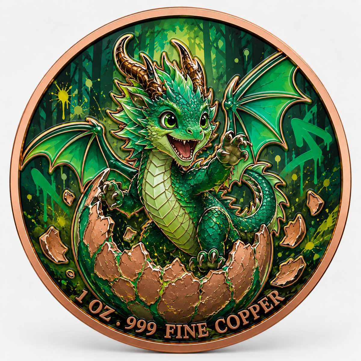 Smaragddrache - Dragon Hatchling – 1 oz Kupfermedaille