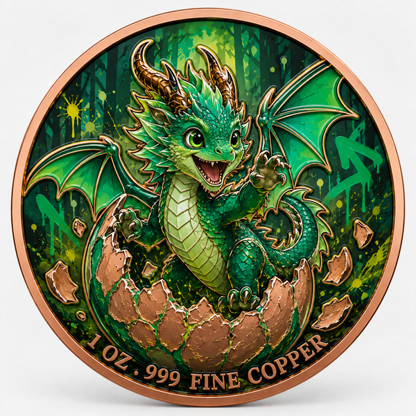 Smaragddrache - Dragon Hatchling – 1 oz Kupfermedaille