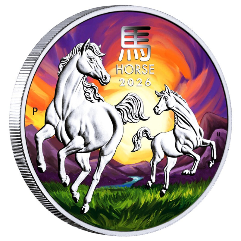 Perth Mint: Lunar III – Year of the Horse, Coloured, 1 oz Silver, 2026 Melbourne Money Expo ANDA Special - The Perth Mint