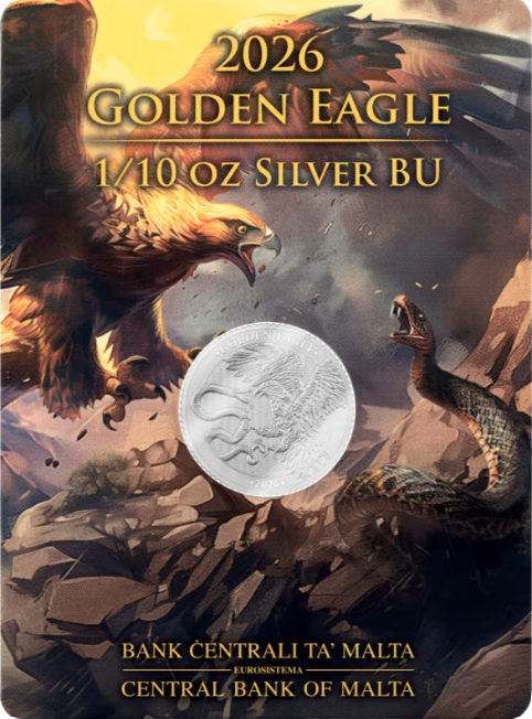 Malta Golden Eagle 2026 – 1/10 oz Silbermünze | Ag .999 | Coincard | Malta