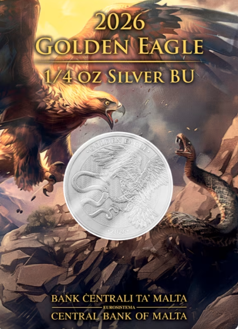Malta Golden Eagle 2026 – 1/4 oz Silbermünze | Ag .999 | Coincard | Malta