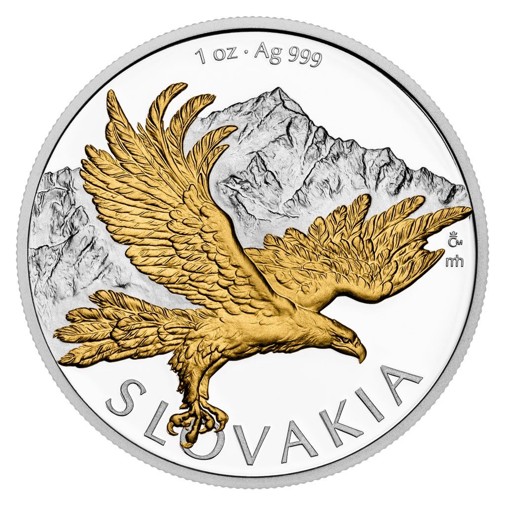 Slowakischer Adler – Orol 1 oz Silber 999 Proof Vergoldet Nummeriert 2026 – Czech Mint (Niue)