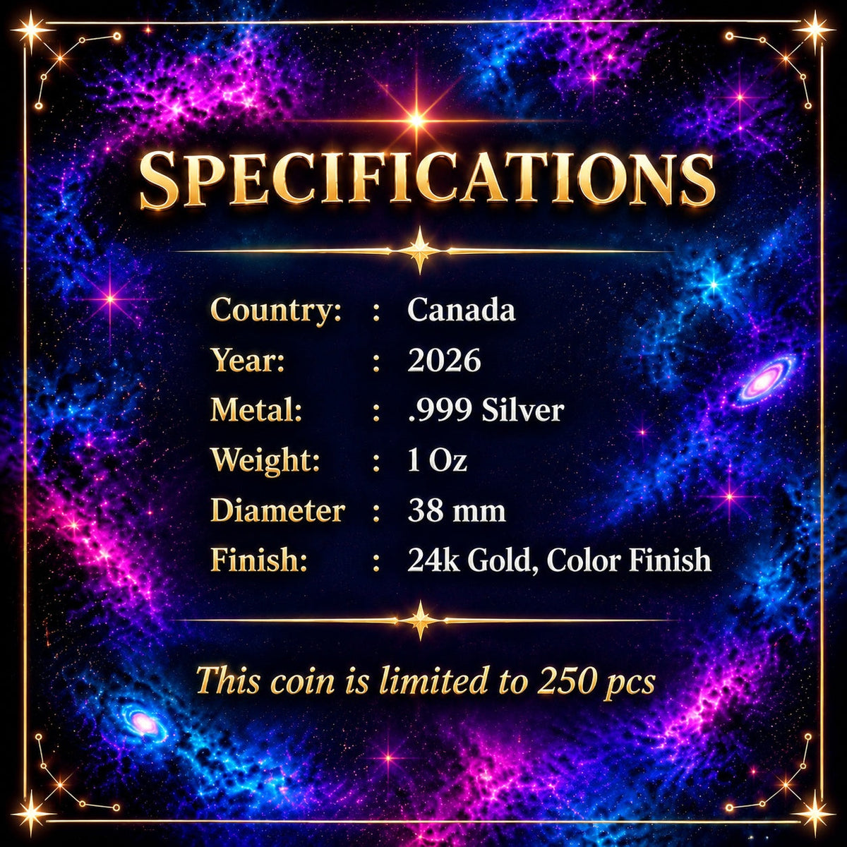 The Galactic Bee Maple Leaf 2026 – Zertifikat Rückseite