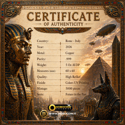 Future in the Past – Egyptian Cyber Pharaoh 5 oz Kupfer 999 High Relief 2026 (Italien)