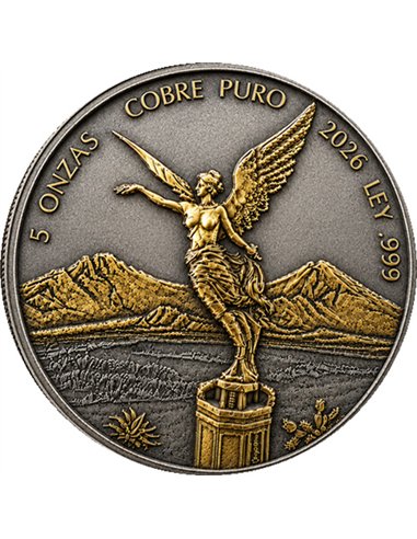 Kupfermedaille 5 oz – Antike Libertad en Oro | Coloriert | Limitiert auf 5.000 Stück