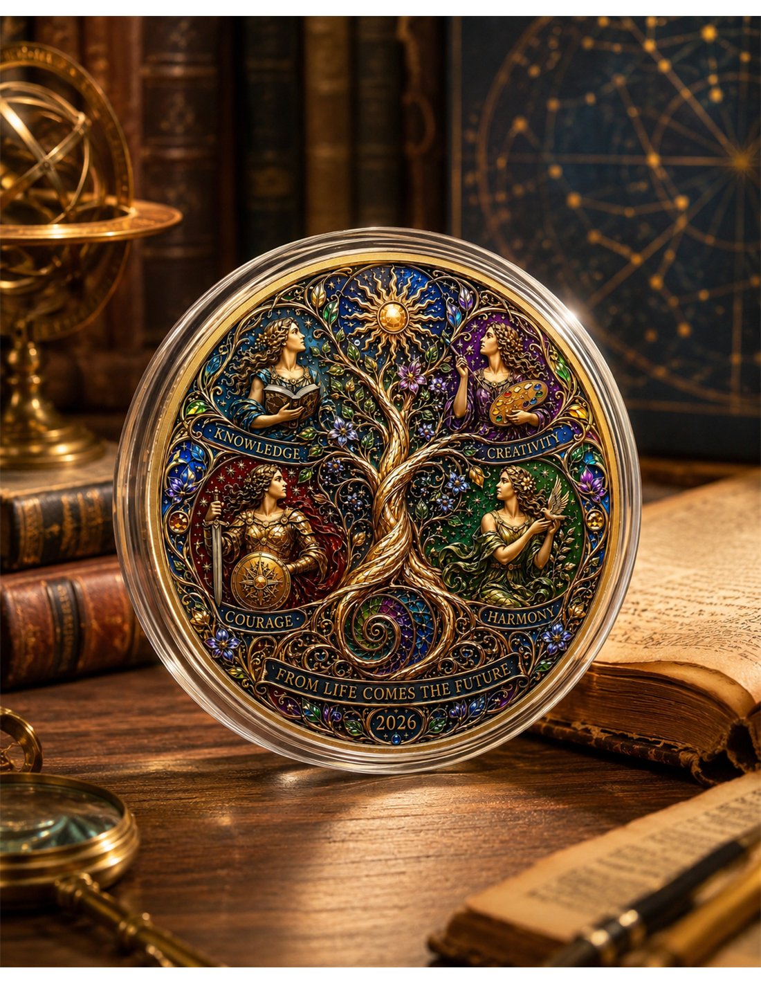Kupfermedaille 10 oz – Aus dem Leben kommt die Zukunft 2026 | 3D & Colors | Cu .999 | Limitiert 1.999 Stück