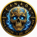 Azure Death 2026 – Motivseite mit Totenkopf, 1 oz Silver Maple Leaf Ag .9999