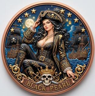 Black Pearl - Piratenkönigin – 1 oz Kupfermedaille