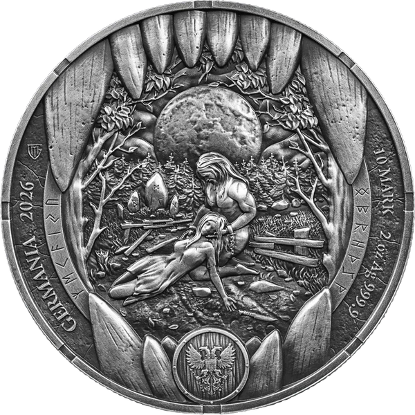 Germania 2026 Bödvar Saga: Loss 2 oz Silbermünze BU Ultra High Relief