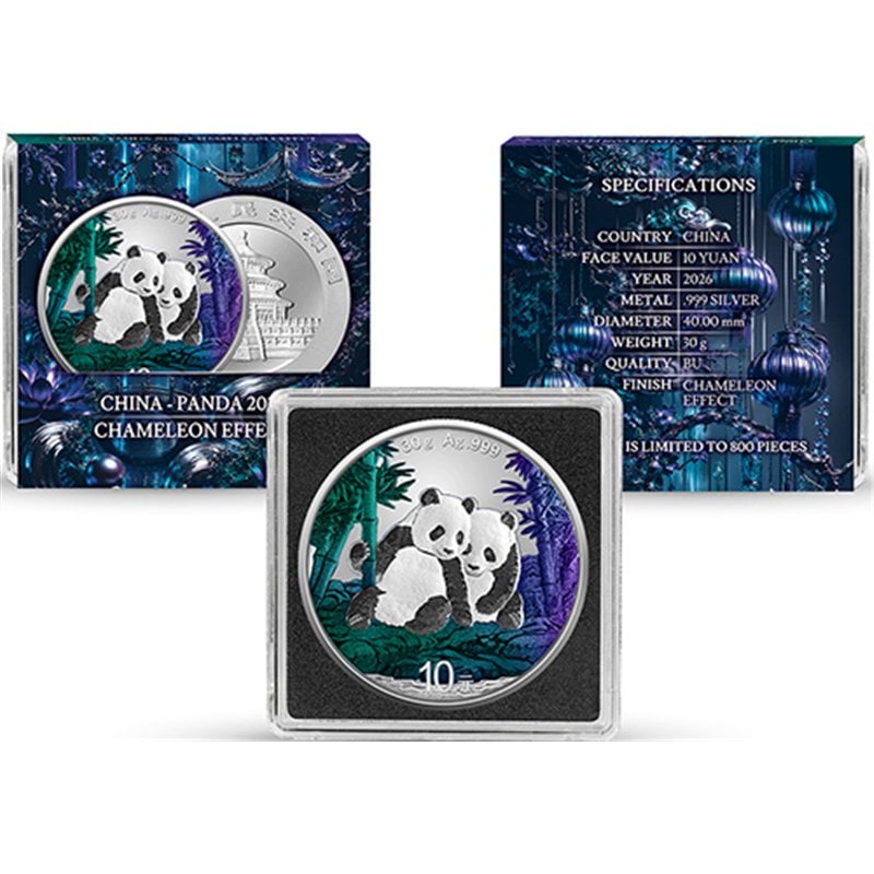 China Panda Chameleon Effect 2026 – 30-g-Silbermünze in Präsentationsbox mit Zertifikat