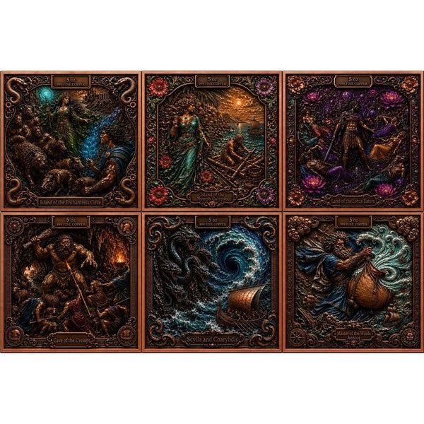 Die Reise des Odysseus – 6 × 5 oz Kupfermedaillen-Set | Cu .999 | 3D & Farbe | 2026