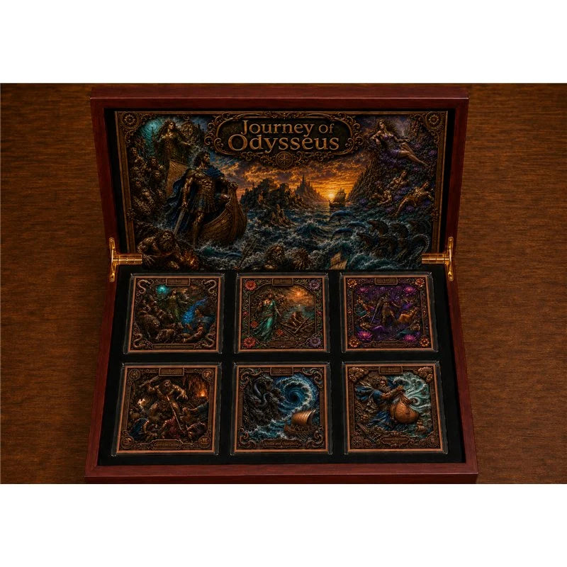 Die Reise des Odysseus – 6 × 5 oz Kupfermedaillen-Set | Cu .999 | 3D & Farbe | 2026