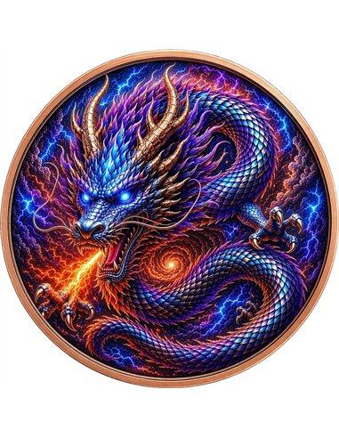 Dragon of the Cosmic Storm – 5 oz Kupfer 999 High Relief Colors UV 2026 – HoboMint