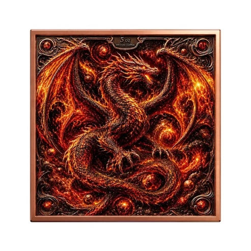 Dragons of Eternal Fire – 5 oz Kupferbarren | Cu .999 | Antique Finish | 2026