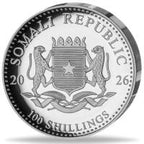 Somalia African Wildlife Elefant 1 oz Silber 2026 - High Relief Proof