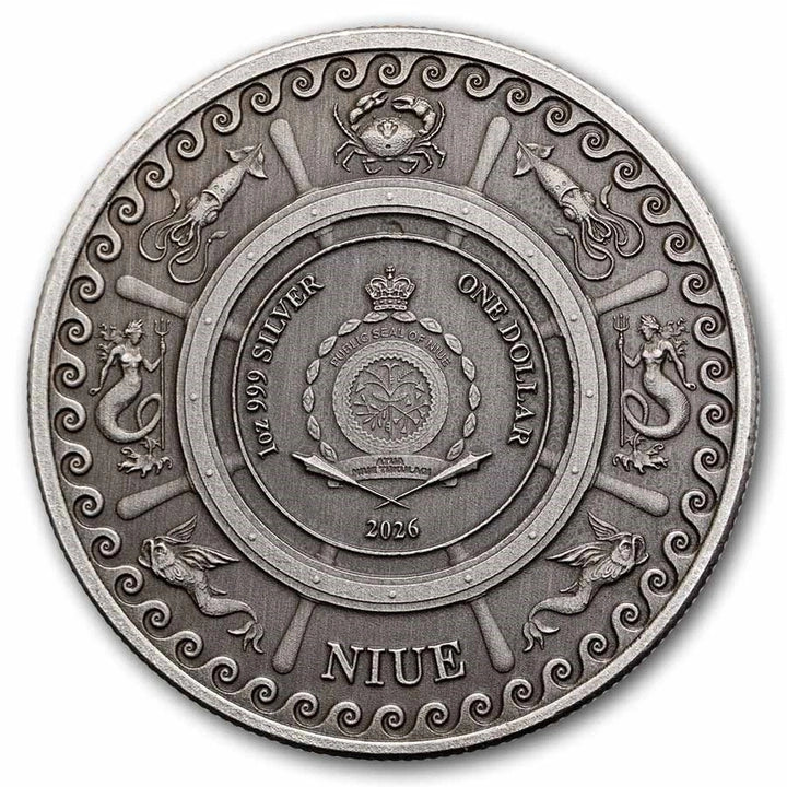 The Kraken 1 oz Silber 999 Antique Finish 2026 – Niue (Limitiert 500)