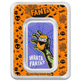 PAMP Fanta Halloween 2026 – Vorderseite des 1 oz Silberbarrens in orange-violetter Karte