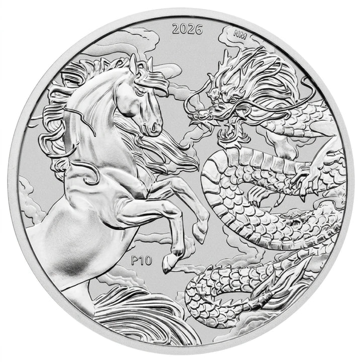 Chinese Myths and Legends: Drache & Pferd 1 oz Silber 9999 BU 2026 – Perth Mint