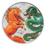 Chinese Myths and Legends: Drache & Pferd - Feuer und Erde - 1 oz Silber 9999 2026 – Perth Mint